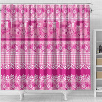 Hawaiian Hibiscus Honu Shower Curtain Pink Mele Kalikimaka Palaka Spirit LT9 - Polynesian Pride