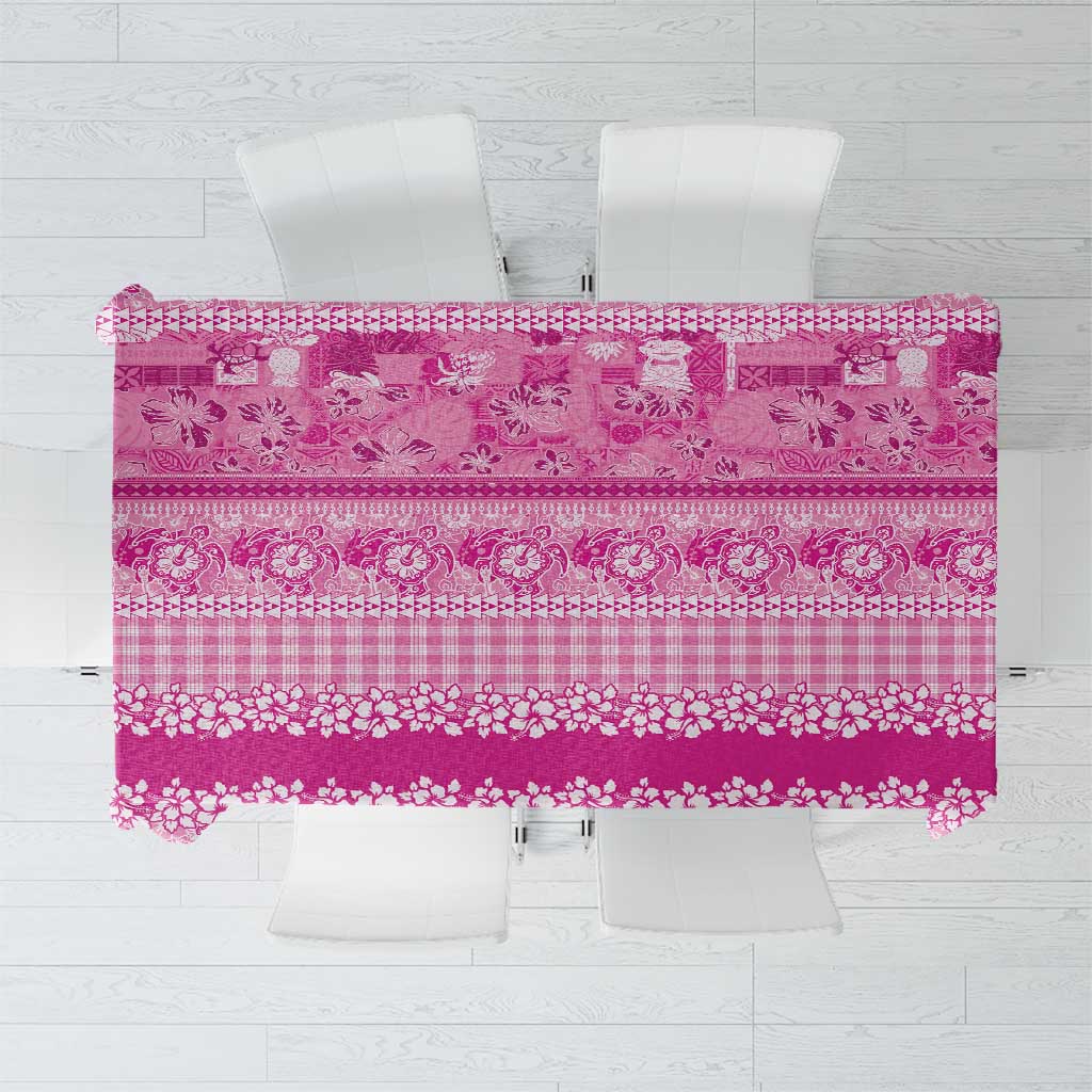 Hawaiian Hibiscus Honu Tablecloth Pink Mele Kalikimaka Palaka Spirit LT9 Pink - Polynesian Pride