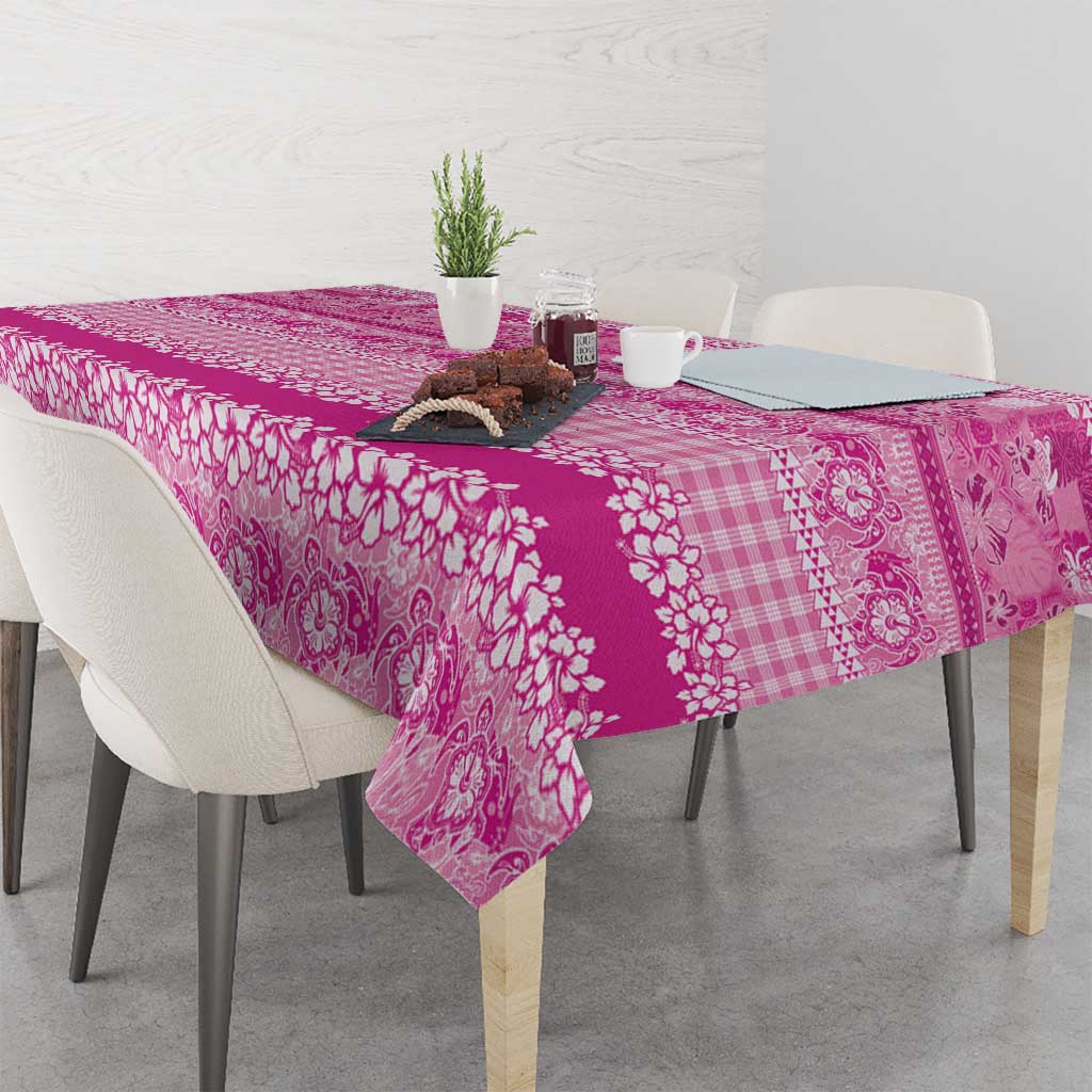 Hawaiian Hibiscus Honu Tablecloth Pink Mele Kalikimaka Palaka Spirit LT9 - Polynesian Pride