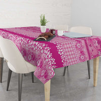 Hawaiian Hibiscus Honu Tablecloth Pink Mele Kalikimaka Palaka Spirit LT9 - Polynesian Pride