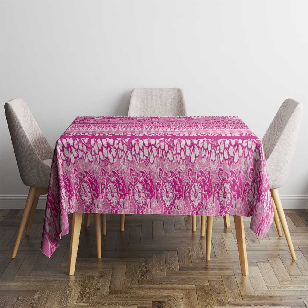 Hawaiian Hibiscus Honu Tablecloth Pink Mele Kalikimaka Palaka Spirit LT9 - Polynesian Pride