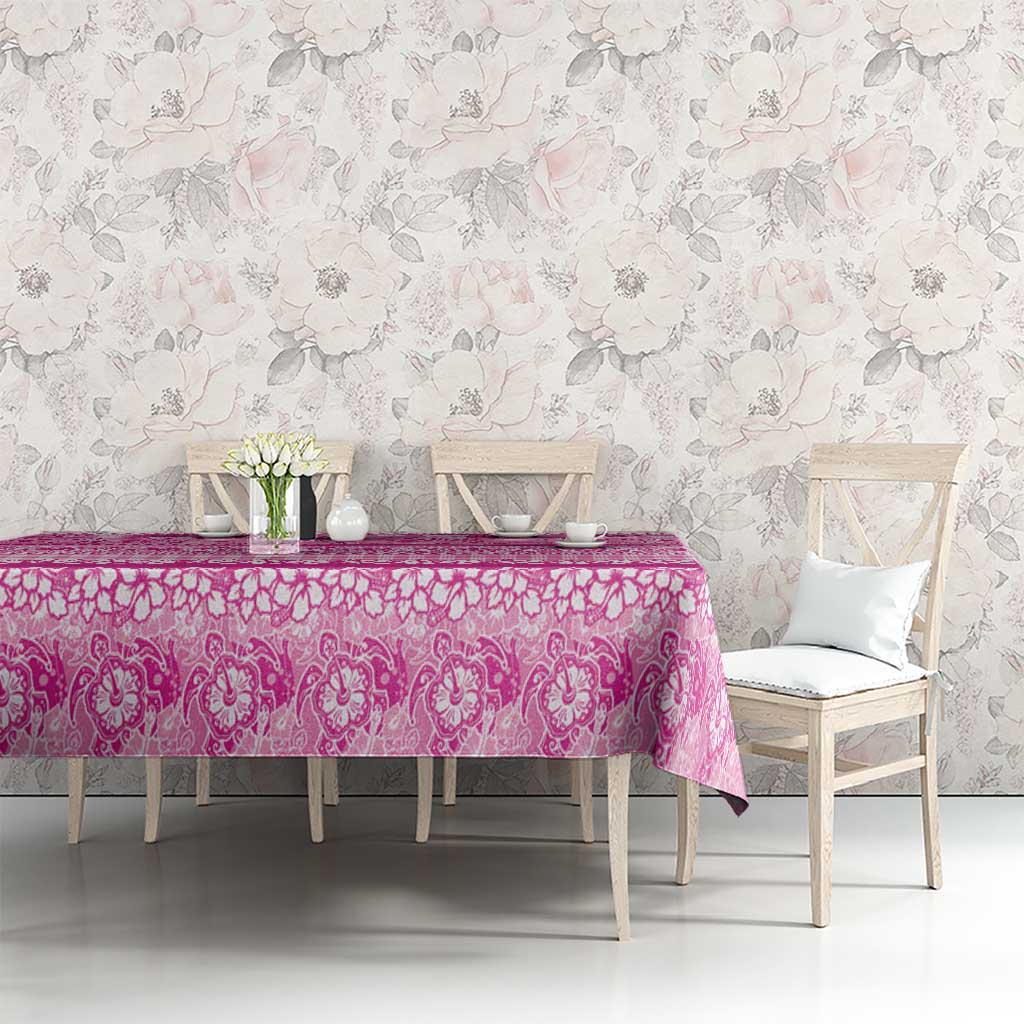 Hawaiian Hibiscus Honu Tablecloth Pink Mele Kalikimaka Palaka Spirit LT9 - Polynesian Pride