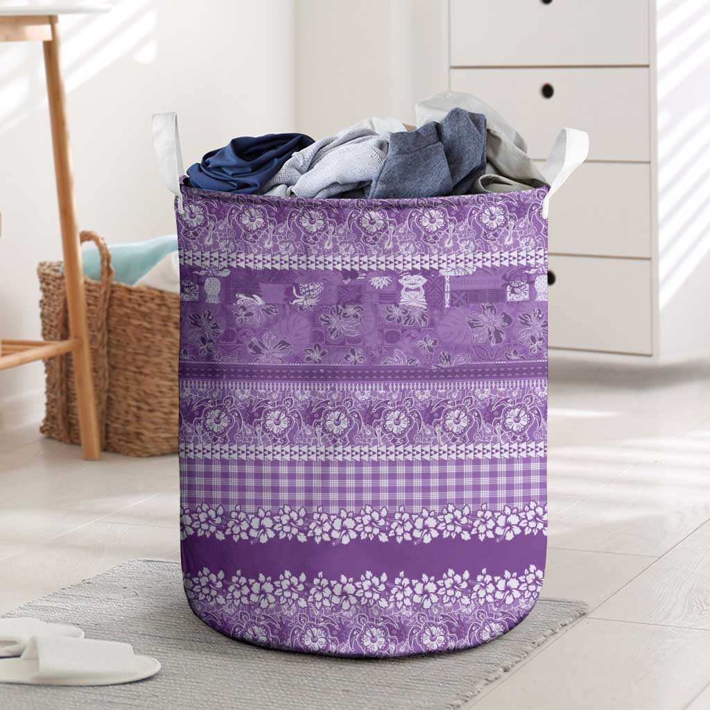 Hawaiian Hibiscus Honu Laundry Basket Purple Mele Kalikimaka Palaka Spirit LT9 Purple - Polynesian Pride