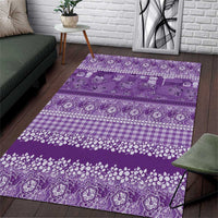Hawaiian Hibiscus Honu Area Rug Purple Mele Kalikimaka Palaka Spirit LT9 Purple - Polynesian Pride