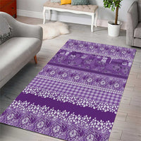 Hawaiian Hibiscus Honu Area Rug Purple Mele Kalikimaka Palaka Spirit LT9 - Polynesian Pride