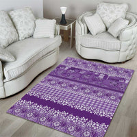 Hawaiian Hibiscus Honu Area Rug Purple Mele Kalikimaka Palaka Spirit LT9 - Polynesian Pride