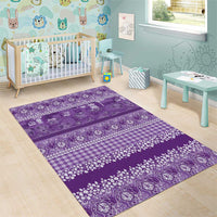 Hawaiian Hibiscus Honu Area Rug Purple Mele Kalikimaka Palaka Spirit LT9 - Polynesian Pride