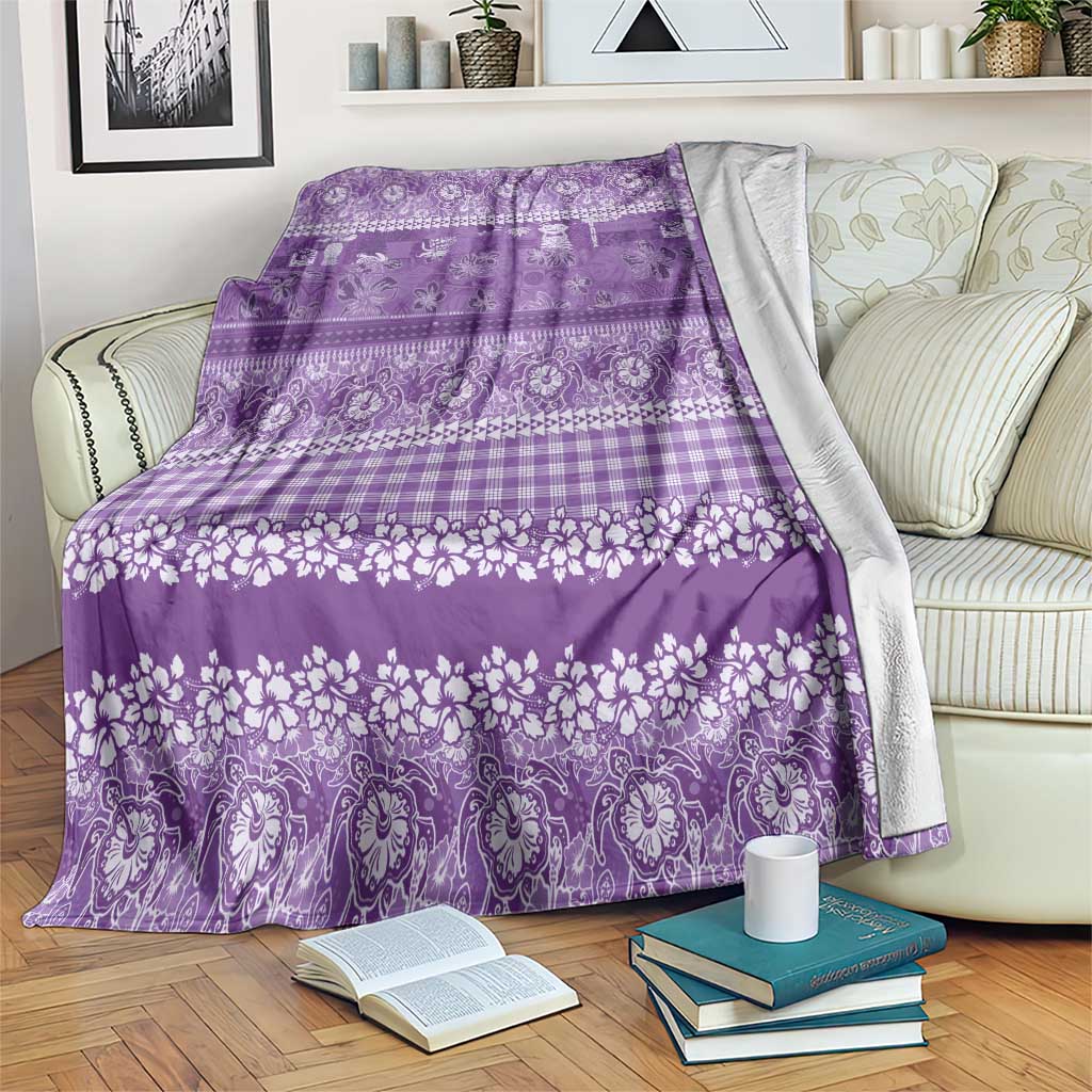 Hawaiian Hibiscus Honu Blanket Purple Mele Kalikimaka Palaka Spirit LT9 Purple - Polynesian Pride