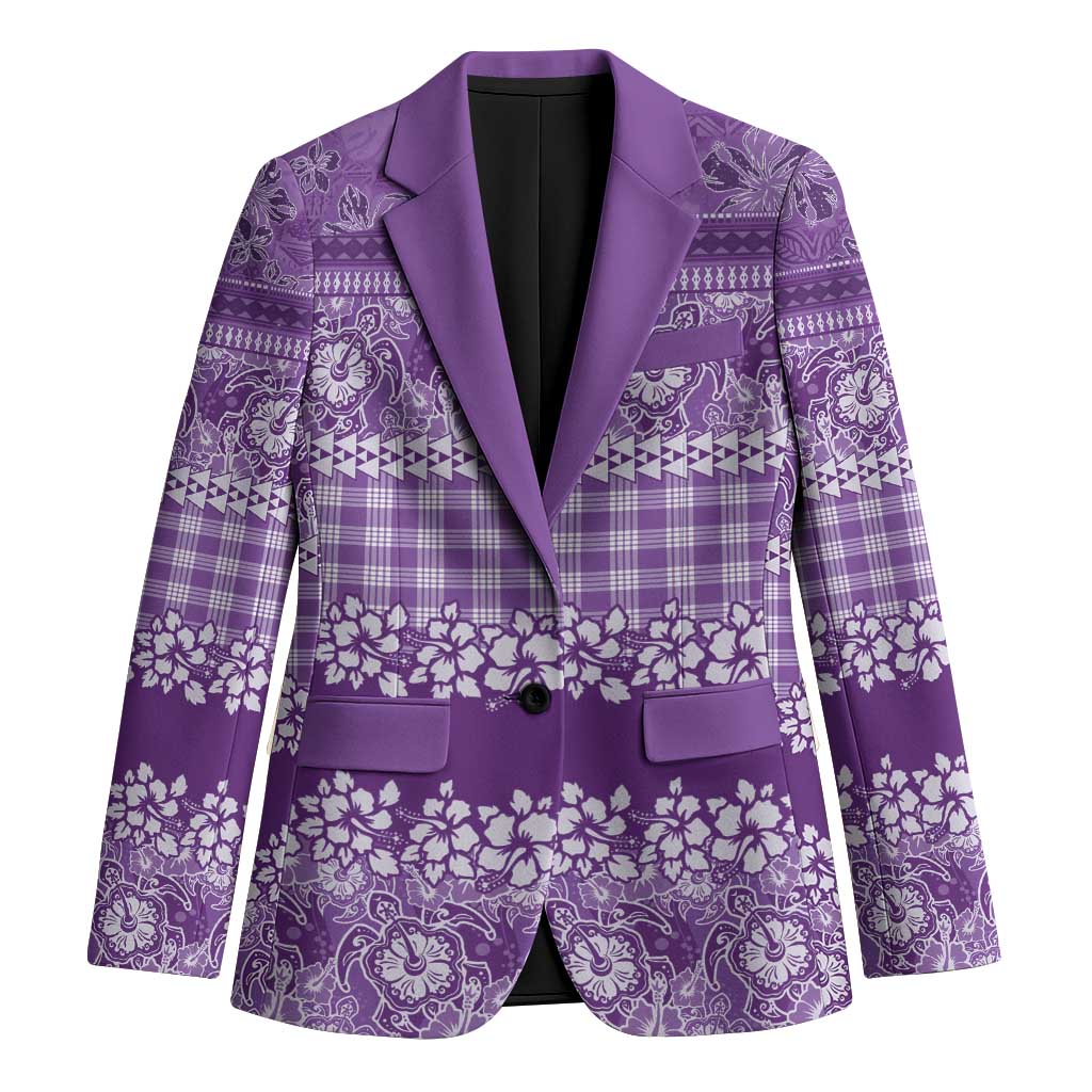 Hawaiian Hibiscus Honu Blazer Purple Mele Kalikimaka Palaka Spirit LT9 Unisex Purple - Polynesian Pride