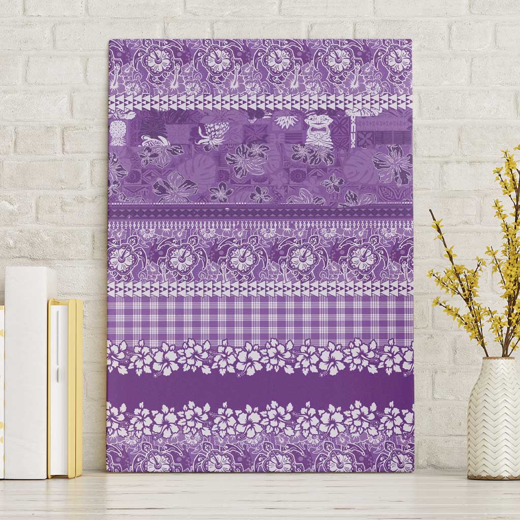 Hawaiian Hibiscus Honu Canvas Wall Art Purple Mele Kalikimaka Palaka Spirit LT9 Without Frame Purple - Polynesian Pride