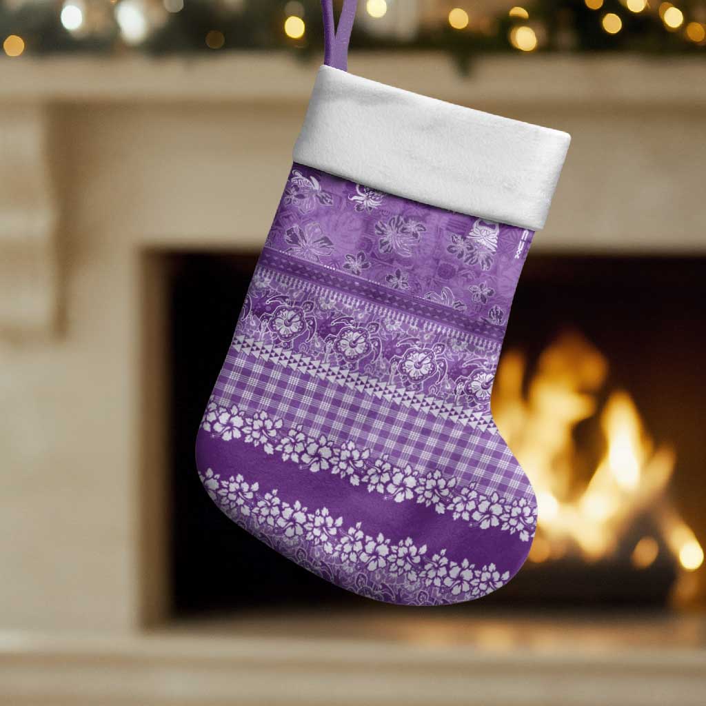 Hawaiian Hibiscus Honu Christmas Stocking Purple Mele Kalikimaka Palaka Spirit LT9 Set of 2 Purple - Polynesian Pride