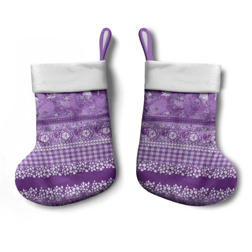 Hawaiian Hibiscus Honu Christmas Stocking Purple Mele Kalikimaka Palaka Spirit LT9 - Polynesian Pride