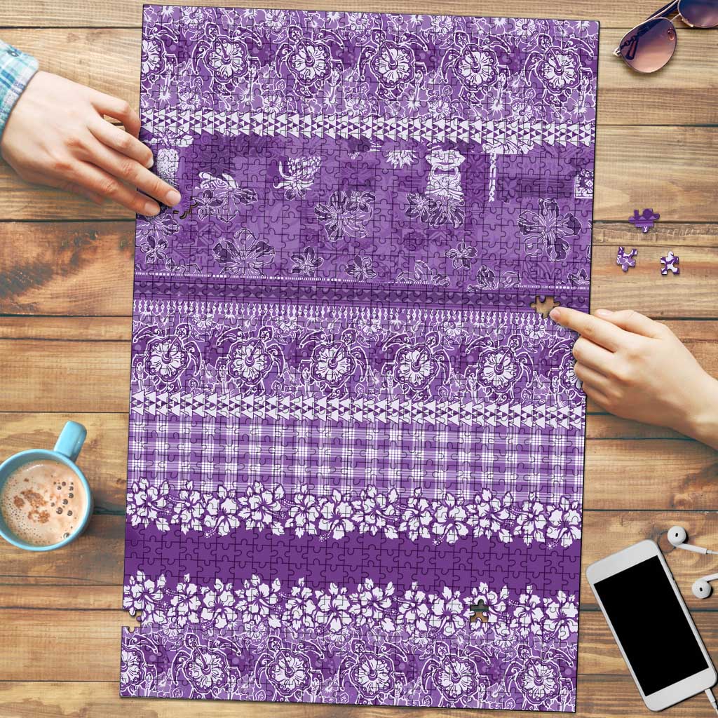 Hawaiian Hibiscus Honu Puzzle Purple Mele Kalikimaka Palaka Spirit LT9 Purple - Polynesian Pride