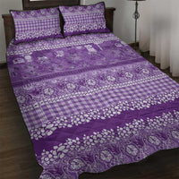 Hawaiian Hibiscus Honu Quilt Bed Set Purple Mele Kalikimaka Palaka Spirit LT9 Purple - Polynesian Pride