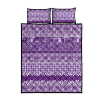 Hawaiian Hibiscus Honu Quilt Bed Set Purple Mele Kalikimaka Palaka Spirit LT9 - Polynesian Pride