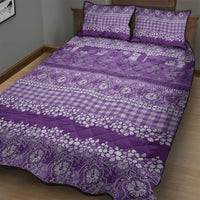 Hawaiian Hibiscus Honu Quilt Bed Set Purple Mele Kalikimaka Palaka Spirit LT9 - Polynesian Pride