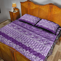 Hawaiian Hibiscus Honu Quilt Bed Set Purple Mele Kalikimaka Palaka Spirit LT9 - Polynesian Pride