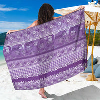 Hawaiian Hibiscus Honu Sarong Purple Mele Kalikimaka Palaka Spirit LT9 One Size 44 x 66 inches Purple - Polynesian Pride