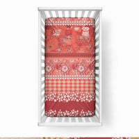 Hawaiian Hibiscus Honu Baby Bed Cover Red Mele Kalikimaka Palaka Spirit LT9 28 × 52 in Red - Polynesian Pride