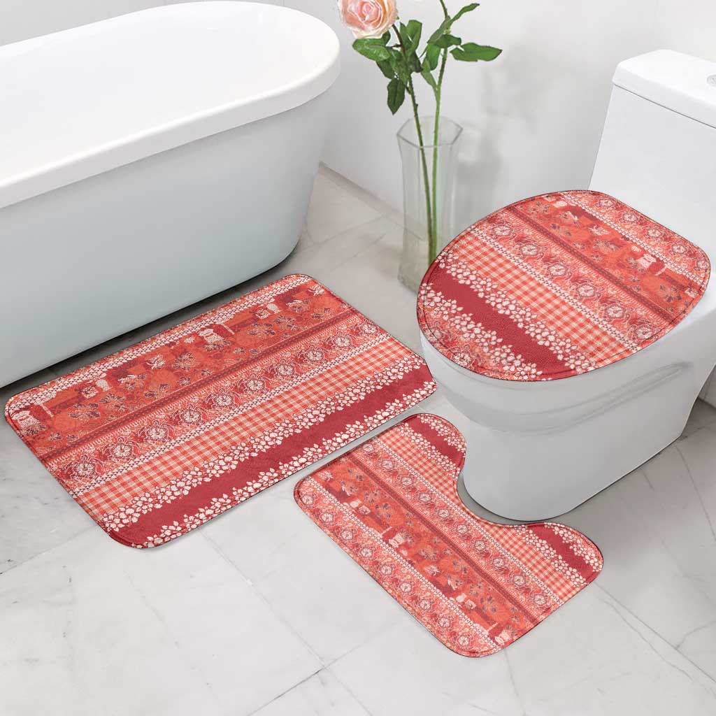Hawaiian Hibiscus Honu Bathroom Set Red Mele Kalikimaka Palaka Spirit LT9 - Polynesian Pride