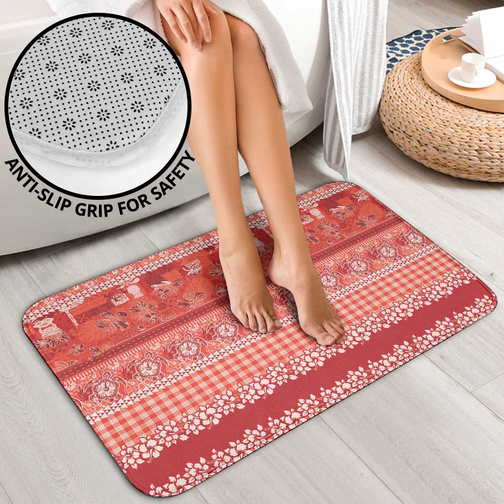 Hawaiian Hibiscus Honu Bathroom Set Red Mele Kalikimaka Palaka Spirit LT9 - Polynesian Pride