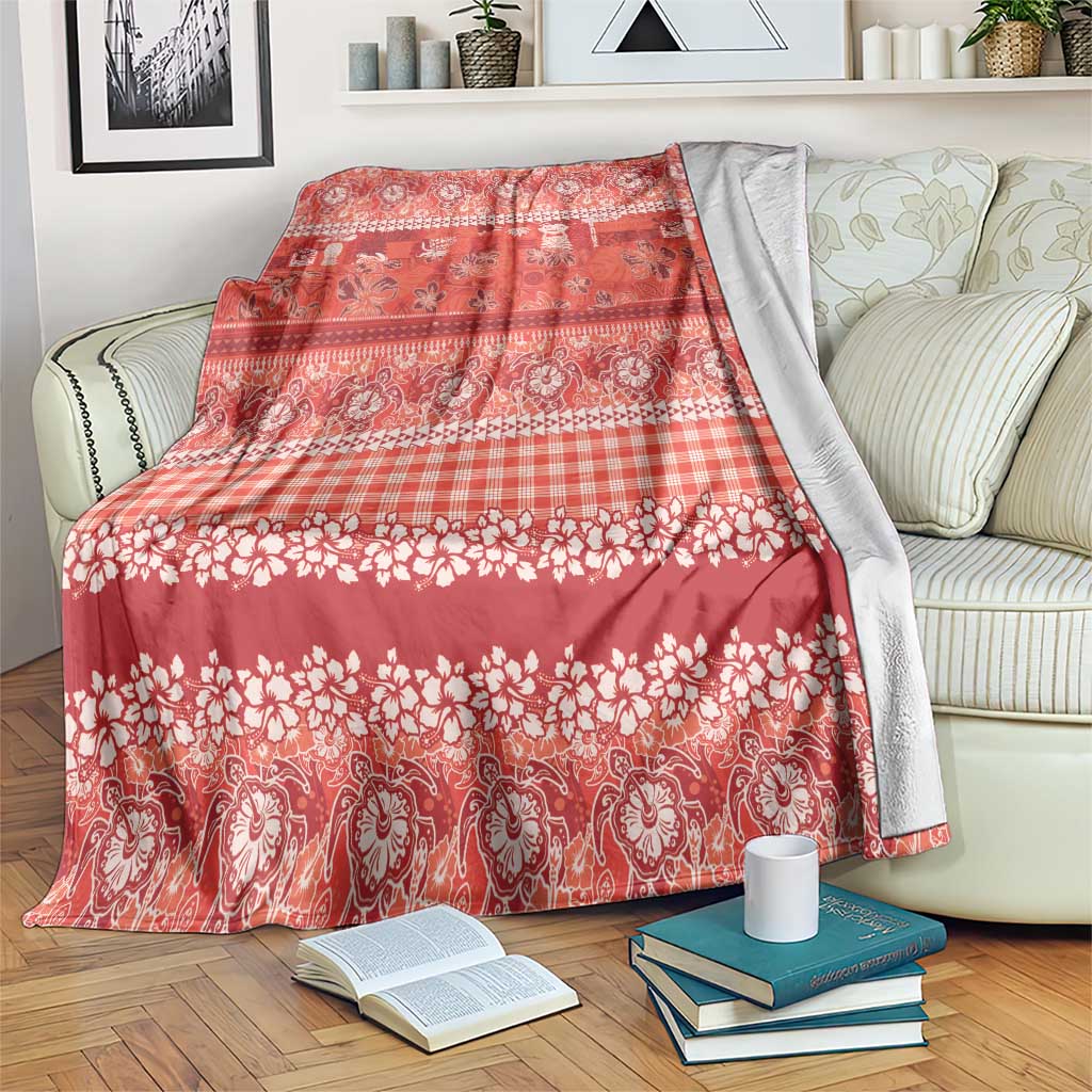 Hawaiian Hibiscus Honu Blanket Red Mele Kalikimaka Palaka Spirit LT9 Red - Polynesian Pride