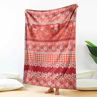 Hawaiian Hibiscus Honu Blanket Red Mele Kalikimaka Palaka Spirit LT9 - Polynesian Pride