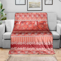 Hawaiian Hibiscus Honu Blanket Red Mele Kalikimaka Palaka Spirit LT9 - Polynesian Pride