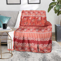 Hawaiian Hibiscus Honu Blanket Red Mele Kalikimaka Palaka Spirit LT9 - Polynesian Pride