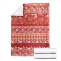 Hawaiian Hibiscus Honu Blanket Red Mele Kalikimaka Palaka Spirit LT9 - Polynesian Pride
