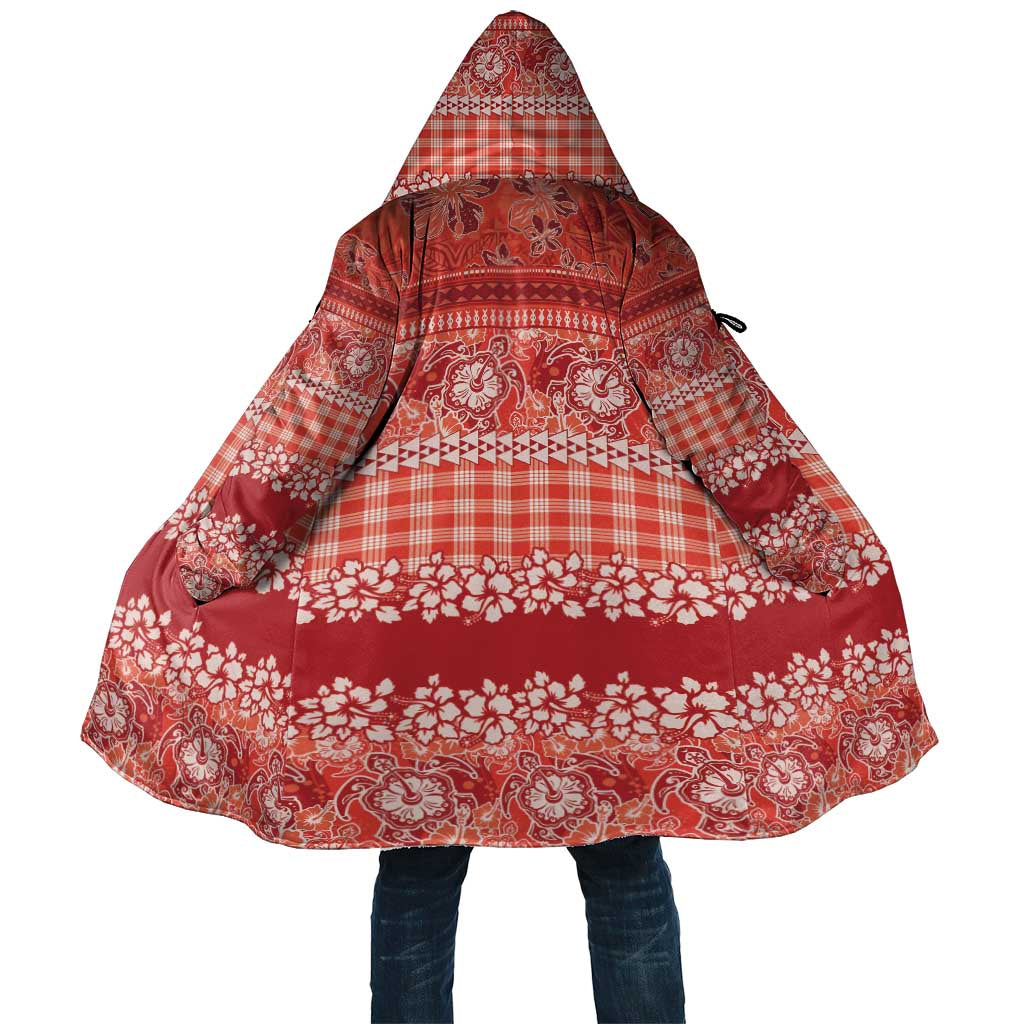 Hawaiian Hibiscus Honu Cloak Red Mele Kalikimaka Palaka Spirit LT9 Unisex Red - Polynesian Pride