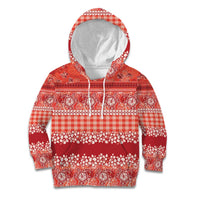 Hawaiian Hibiscus Honu Kid Hoodie Red Mele Kalikimaka Palaka Spirit LT9 Hoodie Red - Polynesian Pride
