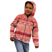 Hawaiian Hibiscus Honu Kid Hoodie Red Mele Kalikimaka Palaka Spirit LT9 - Polynesian Pride