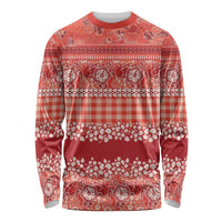 Hawaiian Hibiscus Honu Long Sleeve Shirt Red Mele Kalikimaka Palaka Spirit LT9 Unisex Red - Polynesian Pride