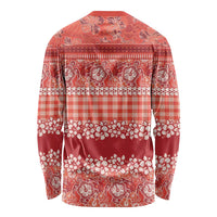 Hawaiian Hibiscus Honu Long Sleeve Shirt Red Mele Kalikimaka Palaka Spirit LT9 - Polynesian Pride