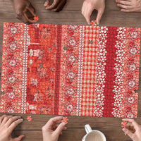 Hawaiian Hibiscus Honu Puzzle Red Mele Kalikimaka Palaka Spirit LT9 - Polynesian Pride
