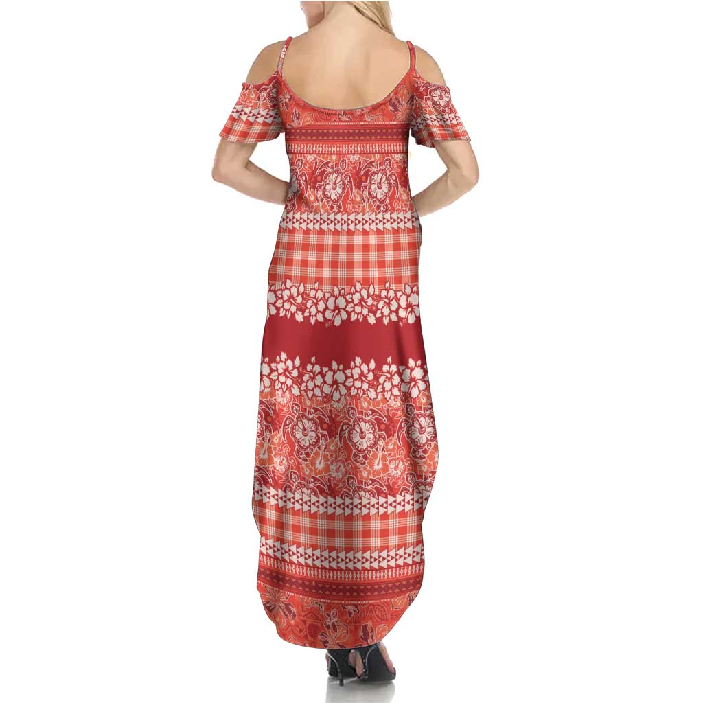 Hawaiian Hibiscus Honu Summer Maxi Dress Red Mele Kalikimaka Palaka Spirit LT9 - Polynesian Pride