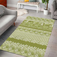 Hawaiian Hibiscus Honu Area Rug Sage Green Mele Kalikimaka Palaka Spirit LT9 - Polynesian Pride