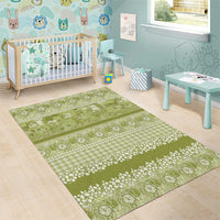 Hawaiian Hibiscus Honu Area Rug Sage Green Mele Kalikimaka Palaka Spirit LT9 - Polynesian Pride