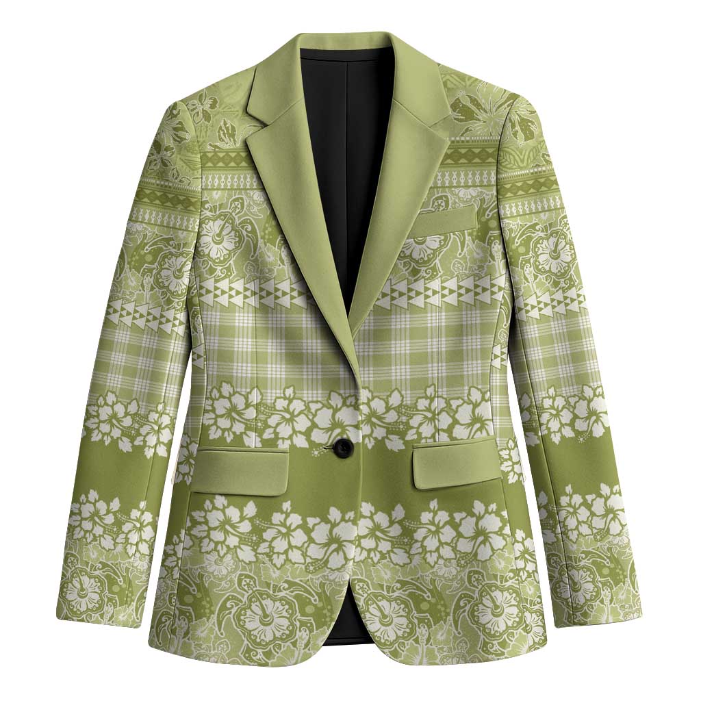 Hawaiian Hibiscus Honu Blazer Sage Green Mele Kalikimaka Palaka Spirit LT9 Unisex Sage Green - Polynesian Pride