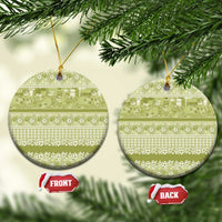 Hawaiian Hibiscus Honu Ceramic Ornament Sage Green Mele Kalikimaka Palaka Spirit LT9 Circle Sage Green - Polynesian Pride
