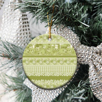 Hawaiian Hibiscus Honu Ceramic Ornament Sage Green Mele Kalikimaka Palaka Spirit LT9 - Polynesian Pride