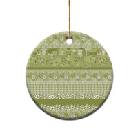 Hawaiian Hibiscus Honu Ceramic Ornament Sage Green Mele Kalikimaka Palaka Spirit LT9 - Polynesian Pride