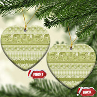 Hawaiian Hibiscus Honu Ceramic Ornament Sage Green Mele Kalikimaka Palaka Spirit LT9 Heart Sage Green - Polynesian Pride