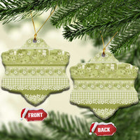 Hawaiian Hibiscus Honu Ceramic Ornament Sage Green Mele Kalikimaka Palaka Spirit LT9 Snow Flake Sage Green - Polynesian Pride