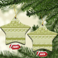 Hawaiian Hibiscus Honu Ceramic Ornament Sage Green Mele Kalikimaka Palaka Spirit LT9 Star Sage Green - Polynesian Pride