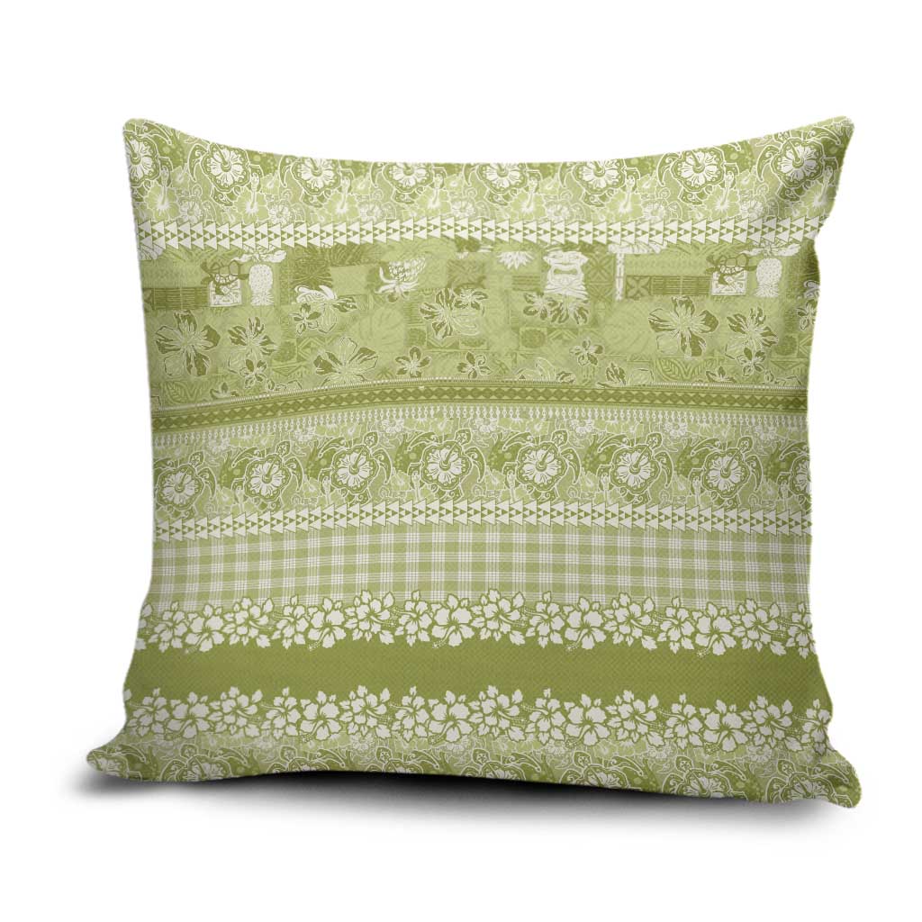 Hawaiian Hibiscus Honu Pillow Cover Sage Green Mele Kalikimaka Palaka Spirit LT9 Sage Green - Polynesian Pride