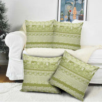Hawaiian Hibiscus Honu Pillow Cover Sage Green Mele Kalikimaka Palaka Spirit LT9 - Polynesian Pride
