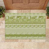 Hawaiian Hibiscus Honu Rubber Doormat Sage Green Mele Kalikimaka Palaka Spirit LT9 Sage Green - Polynesian Pride