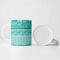Hawaiian Hibiscus Honu Ceramic Mug Turquoise Mele Kalikimaka Palaka Spirit LT9 - Polynesian Pride